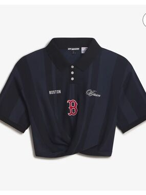 New Boston Red Sox Navy Cropped Polo Shirt